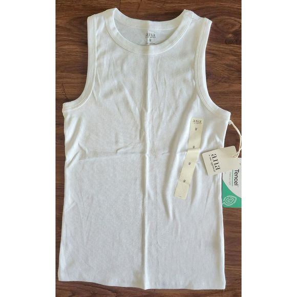 NWT Womens Size M A.N.A. White RIBBED Tank - Picture 2 of 4